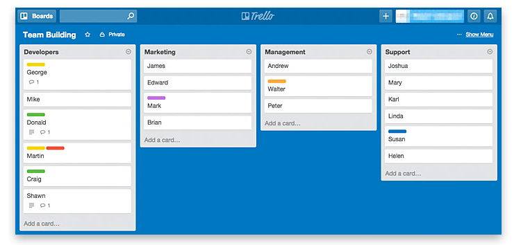 At the top right corner of the Trello dashboard you’ll see a little "+...